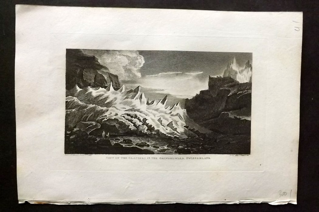 Polehampton, Edward 1823 Antique Print. Glaciers in the Grindelwald, Switzerland: Copper Plate Published 1823, London for "The Gallery of Nature and Art: or, A Tour Through Creation and Science" by the Rev. Edward Polehampton & John M. Good. Paper Size: 10 x 7 inch (26 x 18cm) Good