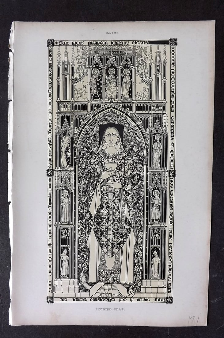 Shaw, Henry 1843 Hand Col Print. Incised Slab. 1350: Hand Colored Aquatint Published 1843 London for "Dresses and Decorations of the Middle Ages" by Henry Shaw. Paper Size: 11 x 7 inch (28 x 18cm) Good Condition