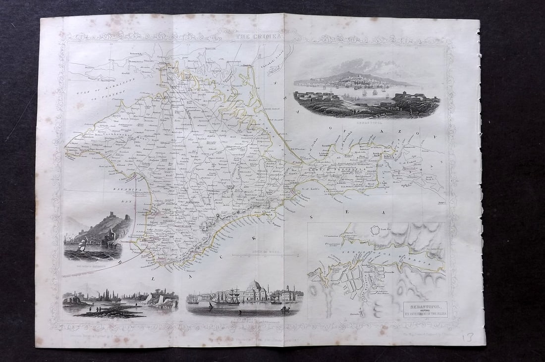 Tallis, John (Pub) 1858 Antique Map. Crimea. Ukraine Russia (1 of 1)