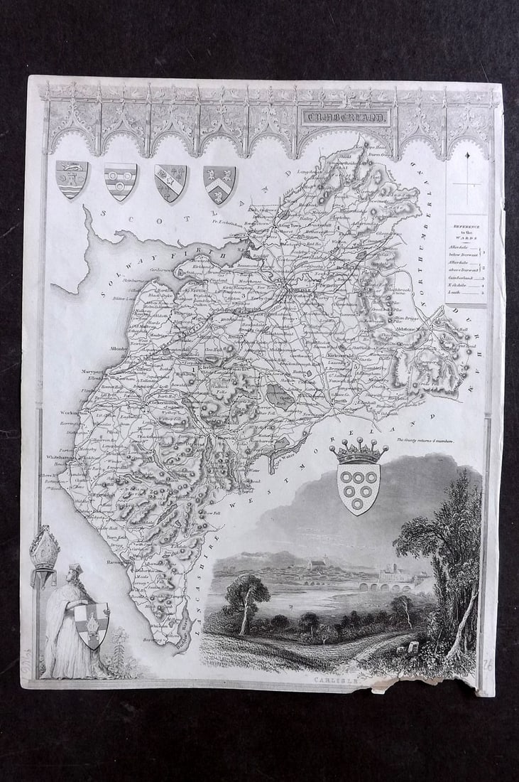 Moule, Thomas C1840 British County Map. Cumberland (1 of 1)