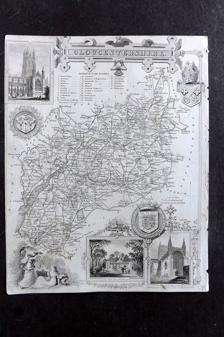 Moule, Thomas C1840 British County Map. Gloucestershire (1 of 1)