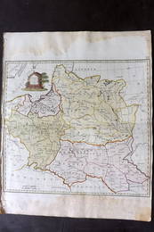 Stackhouse, Thomas 1783 Hand Col Map. Poland & Prussia Lithuania