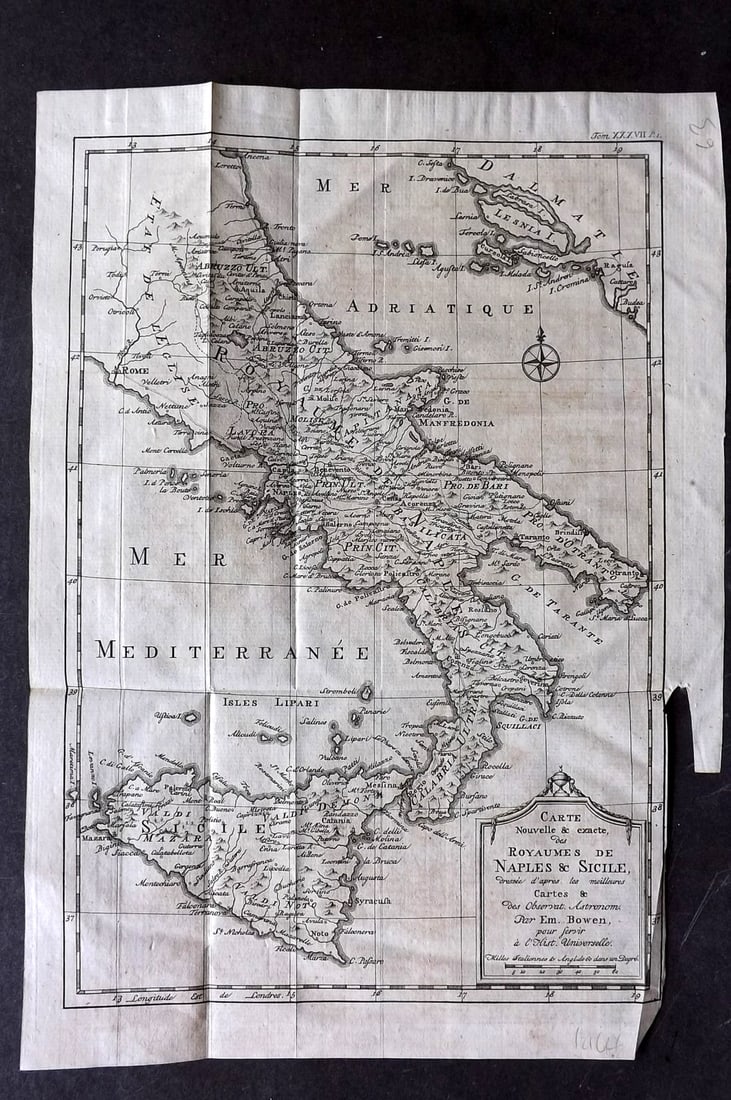 Psalmanazar & Sale C1770 Antique Map. Naples & Sicily, Italy (1 of 1)