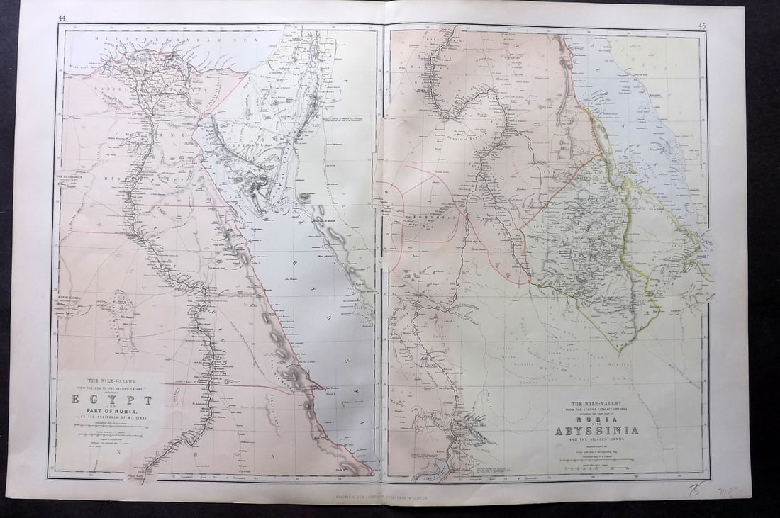 Blackie (Pub) 1882 Folio Map. Egypt, Nubia & Abyssinia (1 of 1)