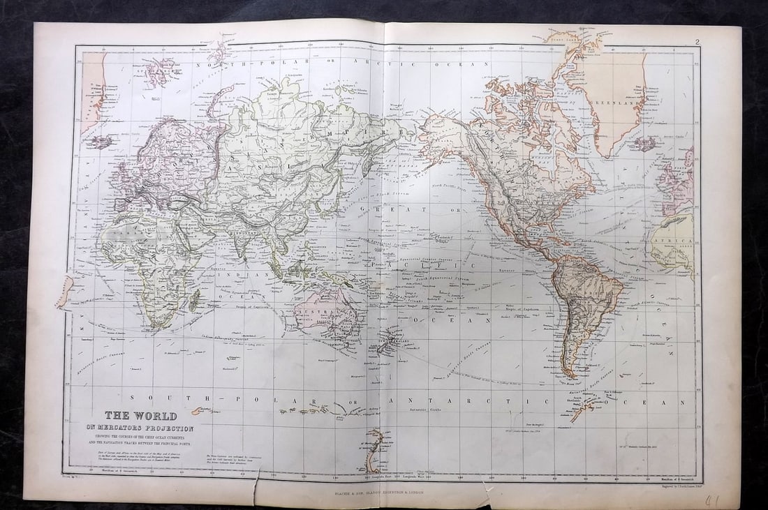 Blackie (Pub) 1882 Folio Map. World on Mercators Projection (1 of 2)