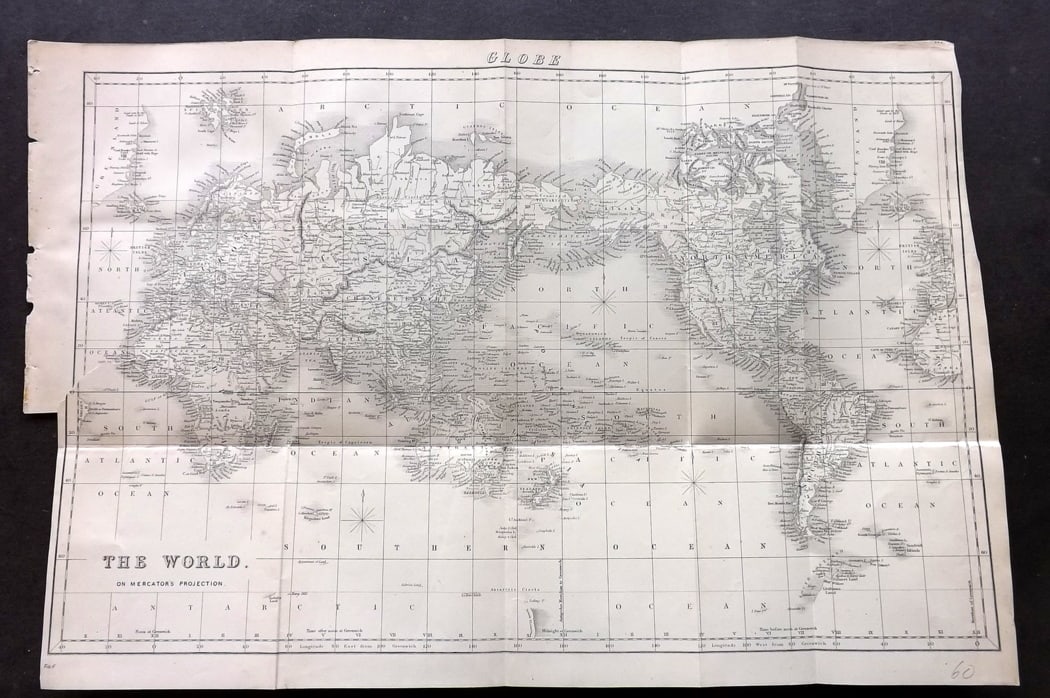 National Encyclopedia 1891 LG Antique Map. World of Mercator's Projection (1 of 1)