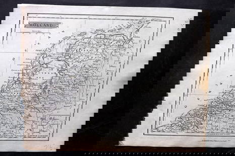 Russell & Barclay C1825 Antique Map. Holland: Copper Engraved Map Published C1825., by Fisher & Son, "A Complete Atlas of the World" by John Russell et al. The companion Atlas to "A Complete and Universal English Dictionary" by James Barclay. Pap