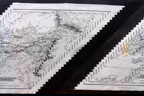 Russell & Barclay C1825 Antique Map. Turkey in Asia: Copper Engraved Map Published C1825., by Fisher & Son, "A Complete Atlas of the World" by John Russell et al. The companion Atlas to "A Complete and Universal English Dictionary" by James Barclay. Pap
