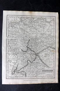 Russell & Barclay C1825 Antique Map. Germany: Copper Engraved Map Published C1825., by Fisher & Son, "A Complete Atlas of the World" by John Russell et al. The companion Atlas to "A Complete and Universal English Dictionary" by James Barclay. Pap