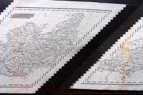 Russell & Barclay C1825 Antique Map. Austrian Dominions: Copper Engraved Map Published C1825., by Fisher & Son, "A Complete Atlas of the World" by John Russell et al. The companion Atlas to "A Complete and Universal English Dictionary" by James Barclay. Pap