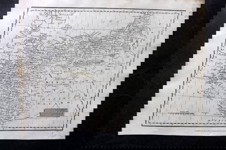 Russell & Barclay C1825 Antique Map. Prussia: Copper Engraved Map Published C1825., by Fisher & Son, "A Complete Atlas of the World" by John Russell et al. The companion Atlas to "A Complete and Universal English Dictionary" by James Barclay. Pap