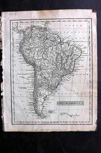 Russell & Barclay C1825 Antique Map. South America: Copper Engraved Map Published C1825., by Fisher & Son, "A Complete Atlas of the World" by John Russell et al. The companion Atlas to "A Complete and Universal English Dictionary" by James Barclay. Pap