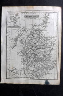 Russell & Barclay C1825 Antique Map. Scotland: Copper Engraved Map Published C1825., by Fisher & Son, "A Complete Atlas of the World" by John Russell et al. The companion Atlas to "A Complete and Universal English Dictionary" by James Barclay. Pap