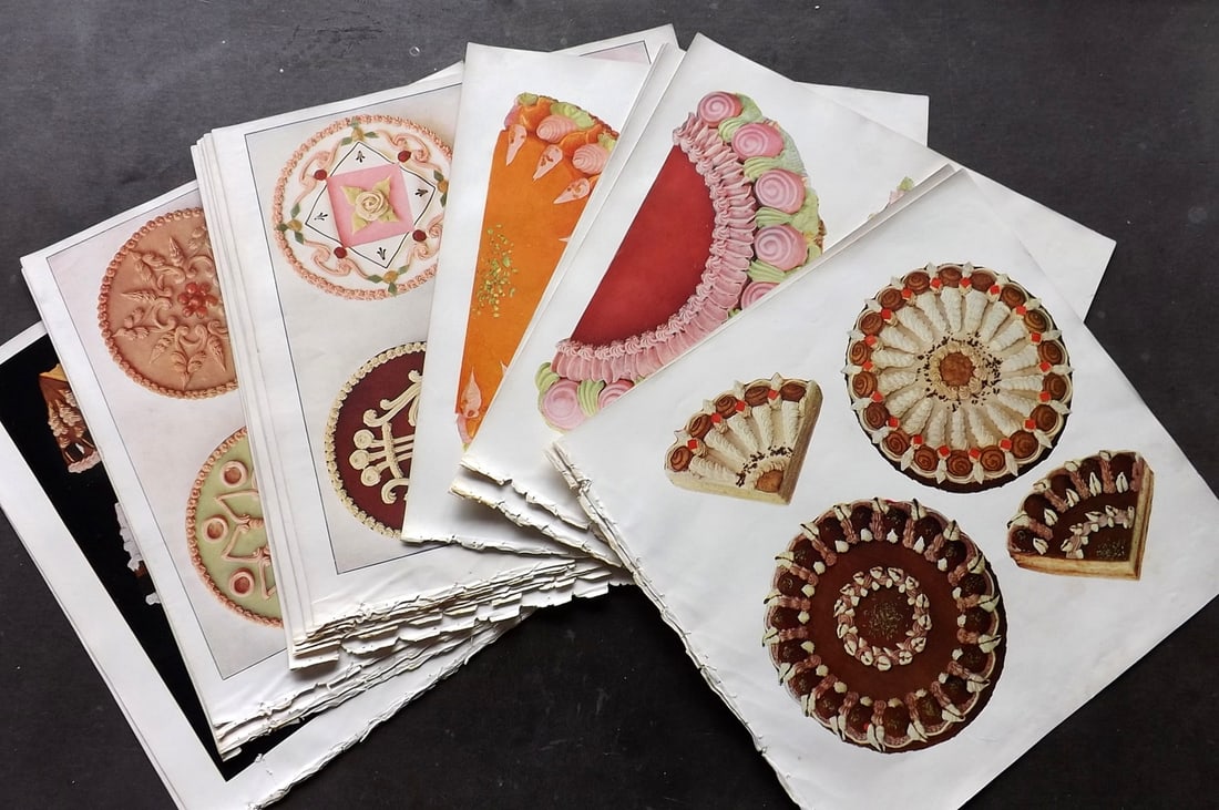 Weber, Johannes 1923 Lot of 20 Antique Food Prints Cakes etc (1 of 6)