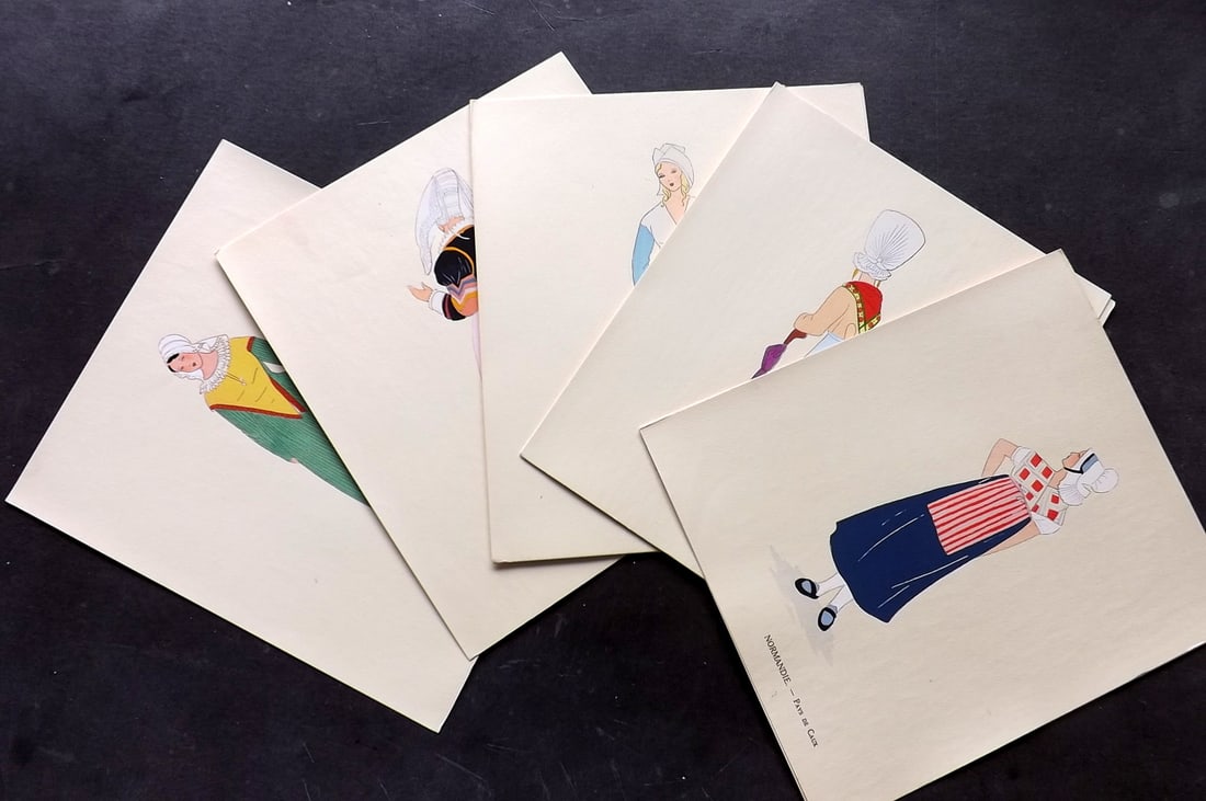 Keim, Aline 1929 Lot of 8 Hand Col French Pochoir Costume Prints (1 of 5)