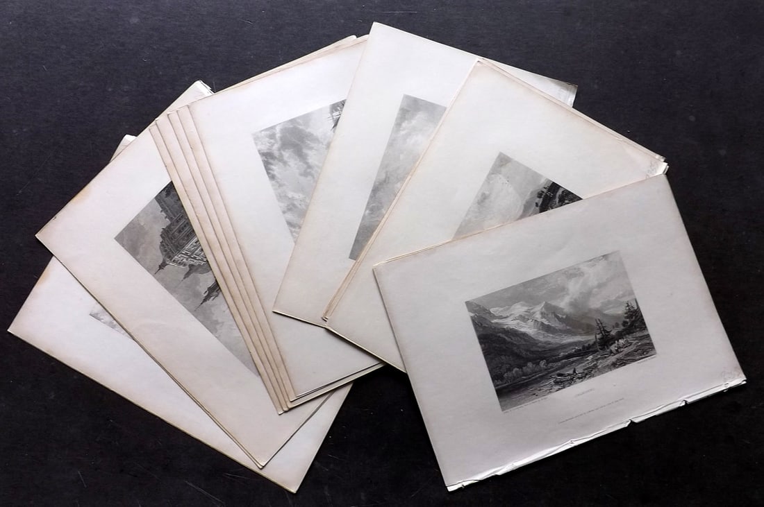 Finden & Lord Byron 1833 Lot of 16 Steel Engraved European Views: Antique Steel Engraving Published 1833-34, London for "Finden's Illustrations of the Life and Works of Lord Byron" by William Brockedon. Engraved by the Finden Brothers & Others.