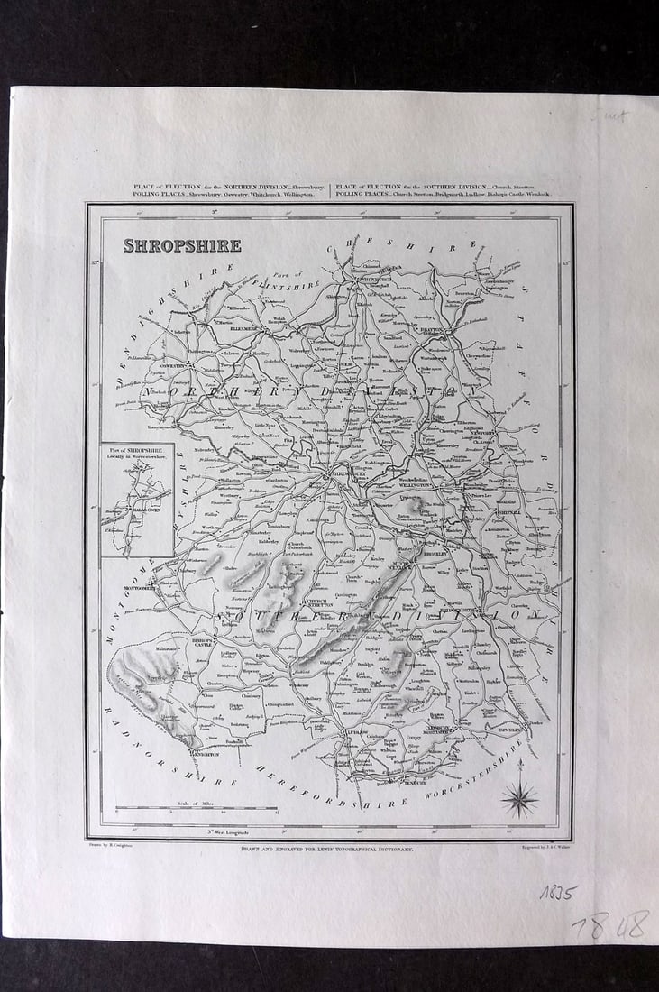 Lewis, Samuel 1865 British County Map. Shropshire (1 of 1)