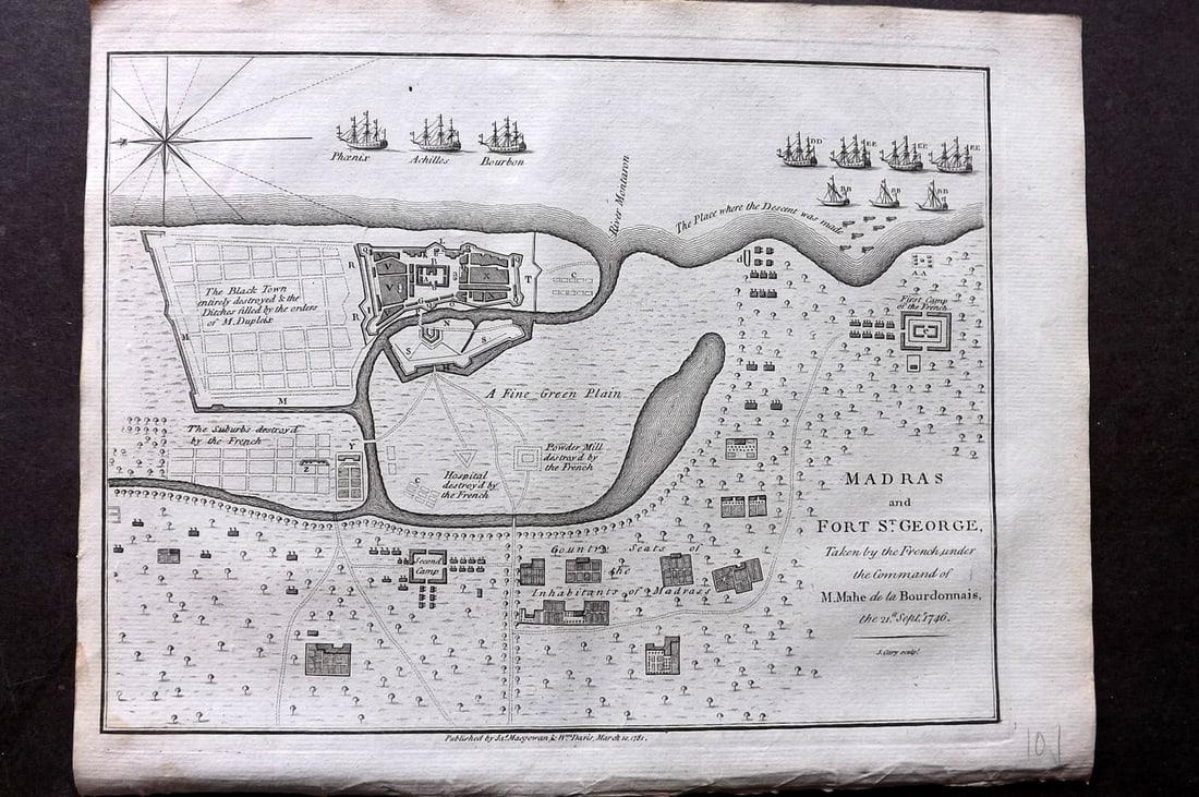 Cary, John 1781 Antique Map. Madras & Fort St.. George, India (1 of 1)