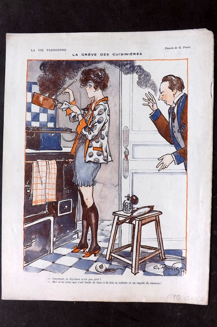 La Vie Parisienne 1919 Art Deco Print. La Greve des Cuisinieres by Pavis (1 of 1)
