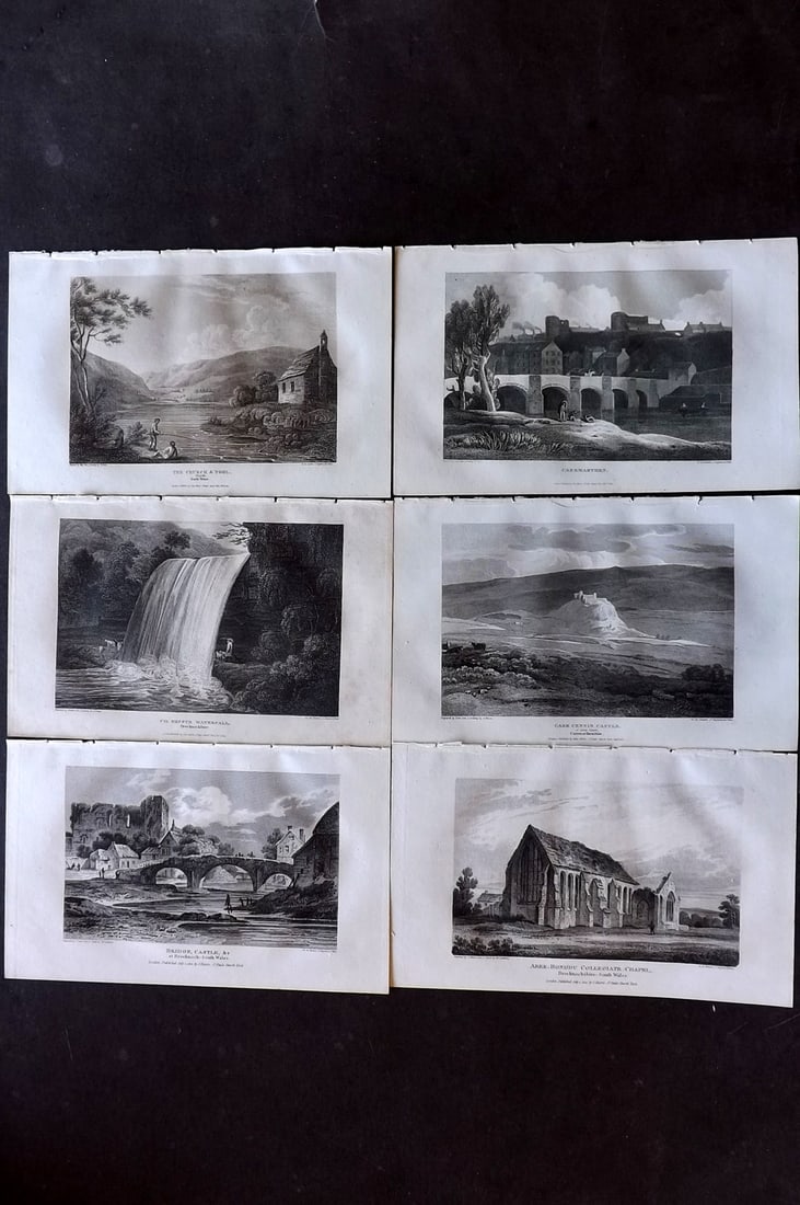 Britton, John 1815 Lot of 6 Copper Plate Views. Wales (1 of 2)