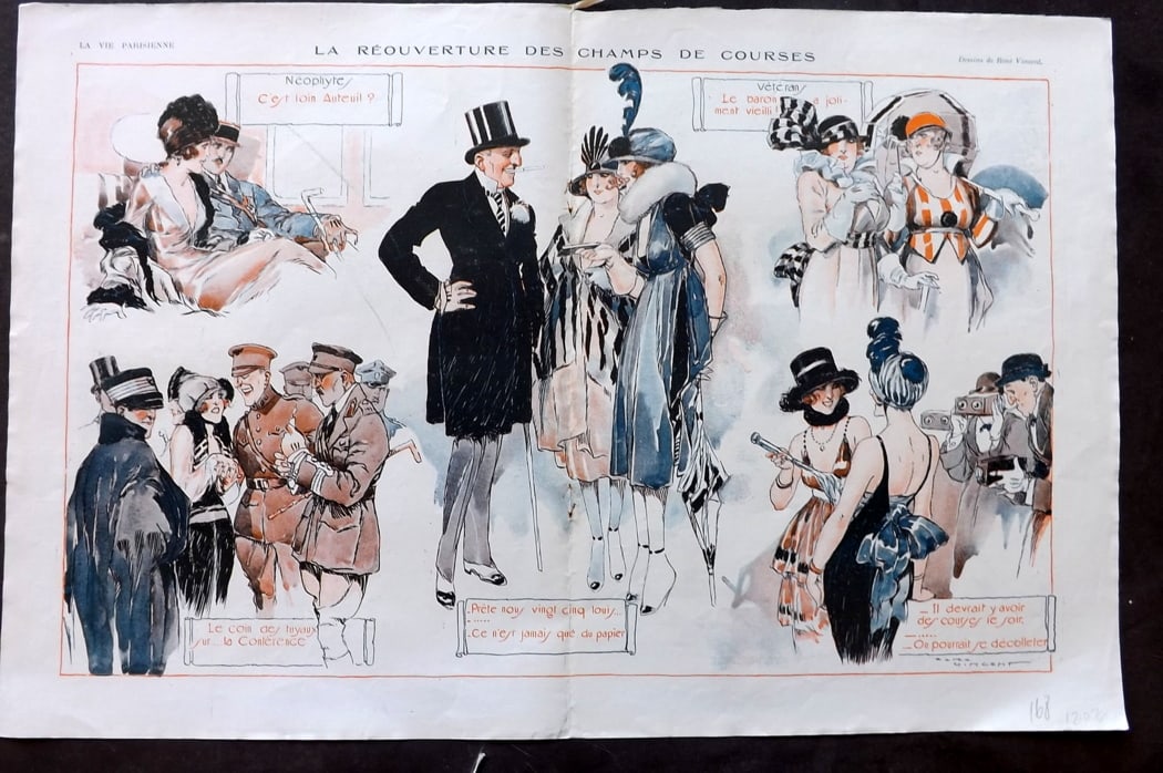 La Vie Parisienne 1919 Art Deco Double Print. La Reoverture des Champs. Vincent (1 of 1)