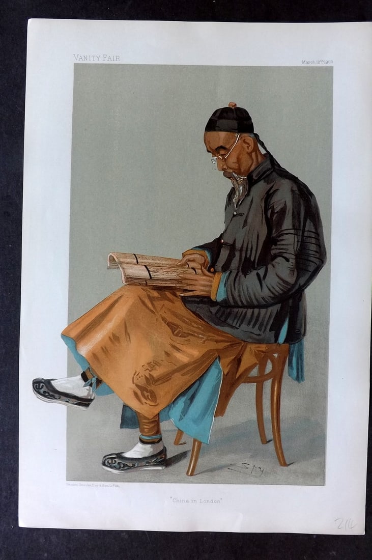 Vanity Fair Print 1903 Chang Ta-Jeng, China Oriental: Chromolithograph Published 1869-1914, London for "Vanity Fair" With accompanying descriptive biographical text. Paper Size: 15 x 10.5 inch (38 x 27cm) Approx. Good Condition