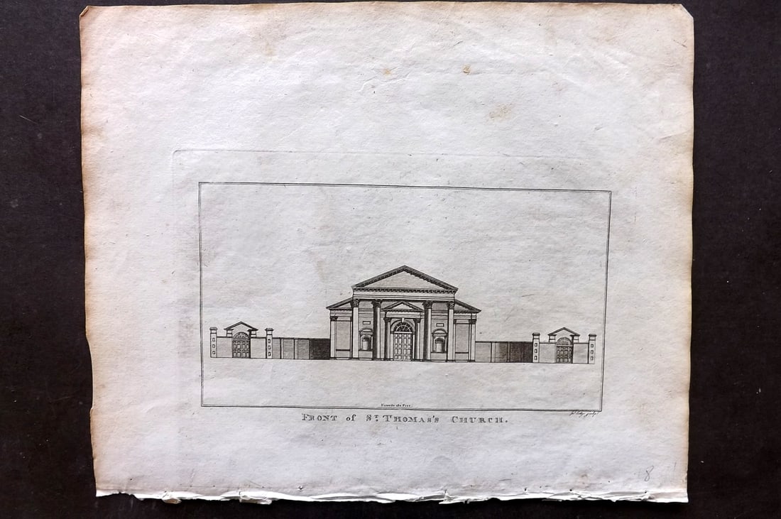 Payne, John 1809 Antique Print. Front of St. Thomas Church, Ireland (1 of 1)