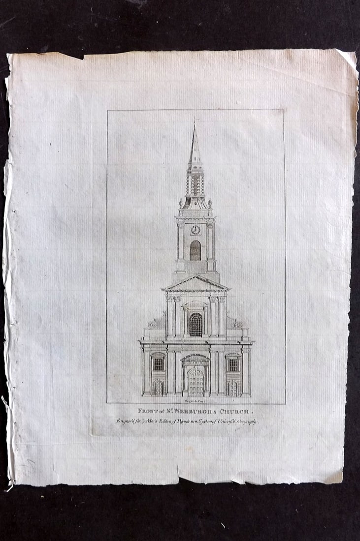 Payne, John 1809 Antique Print. Front of St. Werburgh;s Church, Ireland (1 of 1)