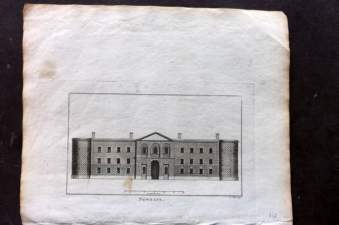 Payne, John 1809 Antique Print. Newgate, Ireland: Copper Plate Published 1809, Dublin for "Universal Geography, formed into a New and Entire System..." by John Payne. Paper Size: 10 x 8 inch (25 x 20cm) Approx. Very minor toning. Good Condition