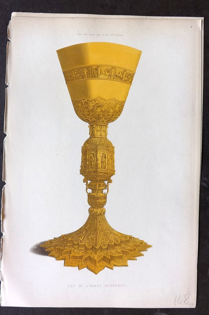 Shaw Middle Ages 1843 HCol Print. Cup by Andrea Mantegna. 15th Century (1 of 1)