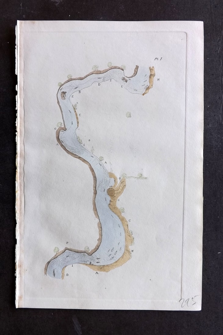 Ronalds, Alfred 1844 Hand Col Print. Fly Fishing - Plan of Trout Stream 01 (1 of 1)