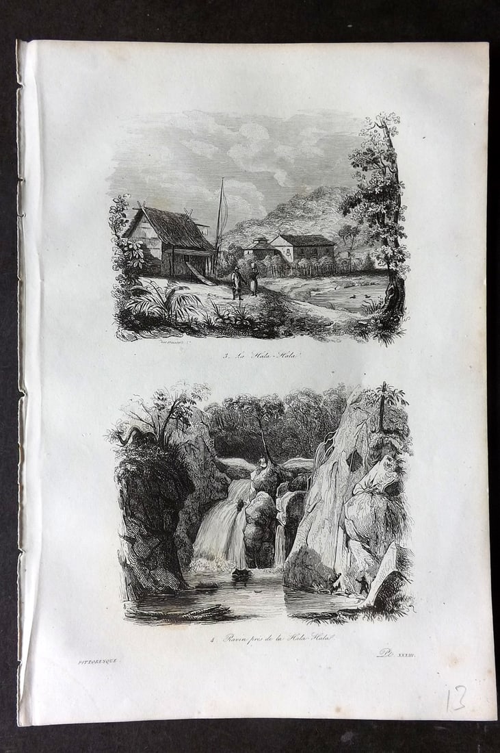 d'Urville, Jules Dumont 1834 Antique Print. Philippines - Jalajala: Etching Published 1834, Paris for "Voyage Pittoresque autour du Monde - Resume general des voyages de decouvertes..." By Jules Dumont d'Urville. Paper Size: 10.5 x 7 inch (27 x 18cm) Very minor margin