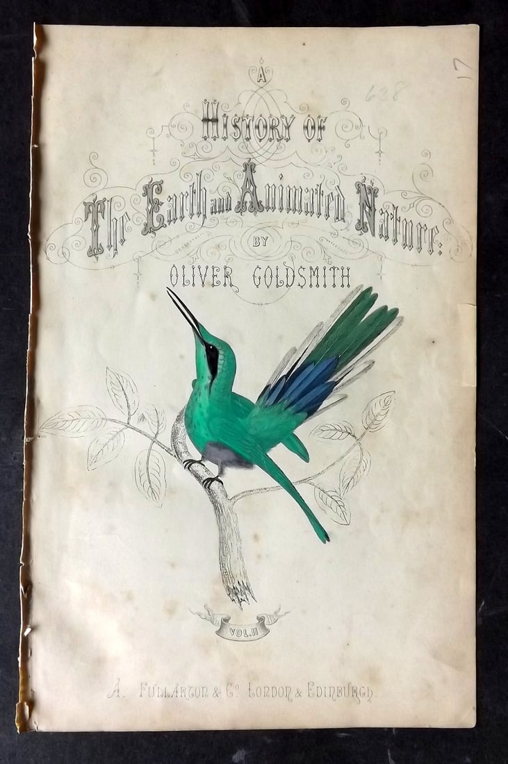 Goldsmith, Oliver C1850 Hand Col Bird Print. Hummingbird Illus. Title Page (1 of 1)