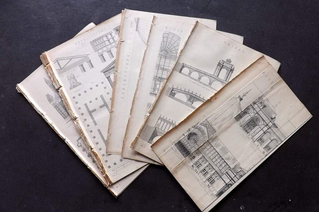 National Encyclopedia C1880 Lot of 26 Architectural Prints (1 of 5)