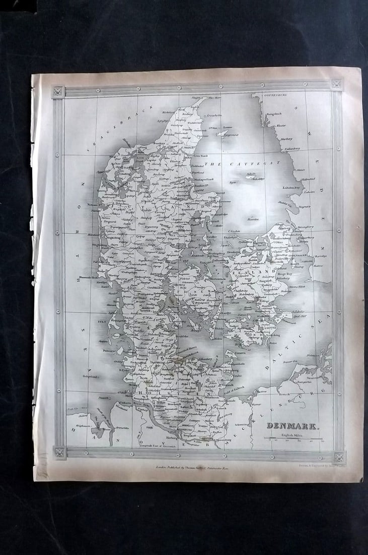 Kelly & Barclay 1843 Antique Map. Denmark (1 of 1)