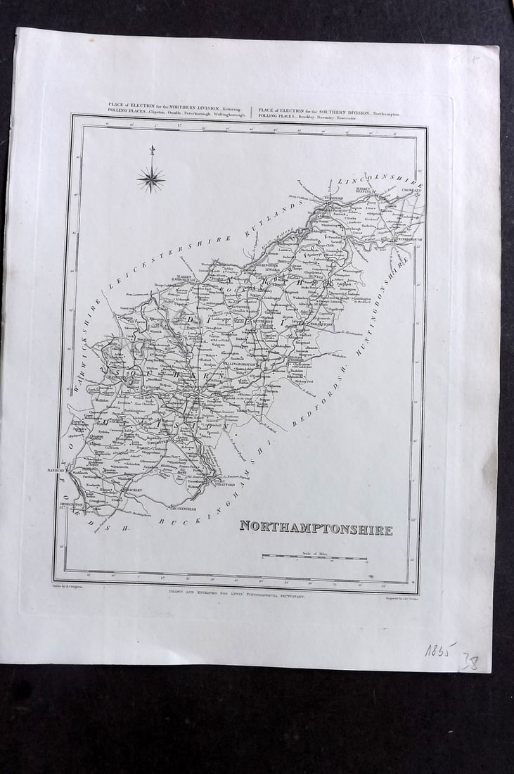 Lewis, Samuel 1865 British County Map. Northamptonshire (1 of 1)