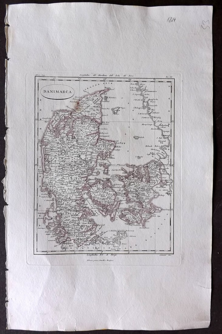 Rossi, Luigi 1820's Antique Map. Denmark (1 of 1)