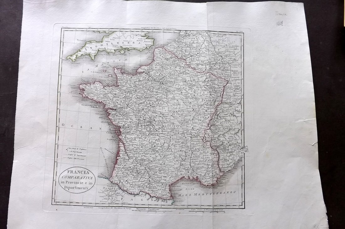 Rossi, Luigi 1820's LG Antique Map. France in Departments (1 of 2)
