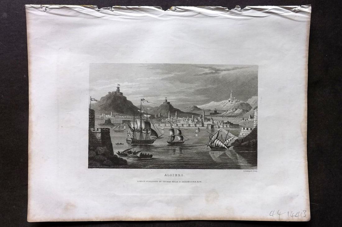 Kelly, Christopher 1841 Antique Print. Algiers, Algeria. Ships (1 of 1)