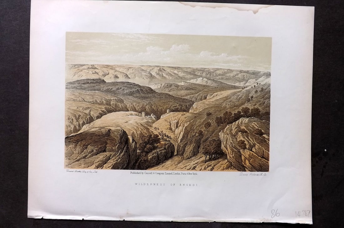 Roberts, David C1880 Antique Print. Wilderness of Engedi, Israel (1 of 1)