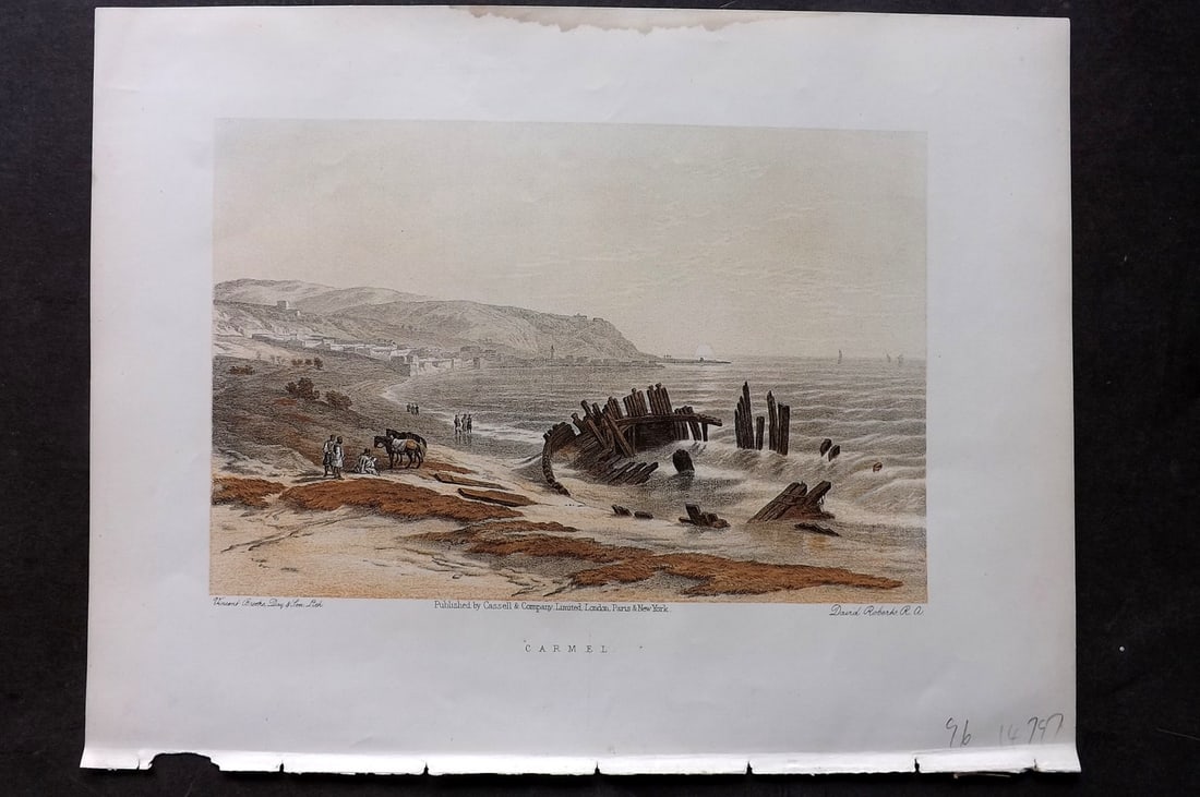 Roberts, David C1880 Antique Print. Carmel, Israel: Lithograph Published C1880, by Cassell & Co., London for "The Life of Christ" by F. W. Farrar. Illustrated by David Roberts. Paper Size: 12.5 x 9.5 inch (32 x 24cm) Very minor margin toning. Good Cond