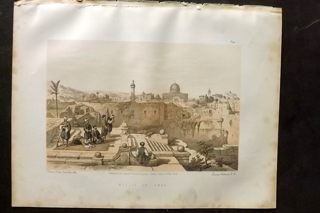 Roberts, David C1880 Holy Land Print. Mosque of Omar, Jerusalem: Lithograph Published C1880, by Cassell & Co., London for "The Life of Christ" by F. W. Farrar. Illustrated by David Roberts. Paper Size: 12.5 x 9.5 inch (32 x 24cm) Very minor margin toning. Good Cond
