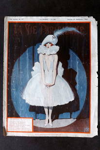 La Vie Parisienne 1921 Art Deco Print. La Comedie au Chateau by Leonnec: Lithograph Published 1928, Paris for "La Vie Parisienne" Illustrated by Lissac, Barbier, Vallet, Valee, Prejelan, Herouard, Fournier, Kuhn-Regnier, Georges L?onnec and others. Verso text, but none sho