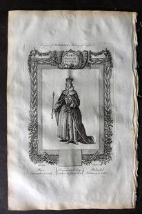 Raymond, George 1787 Folio Portrait Print. Mary Queen of Scots: Antique Folio Copper Plate Published 1787, London for "A New, Universal and Impartial History of England" also titled "Raymond's History of England" by George Frederick Raymond. Paper Size: 14 x 9 inc