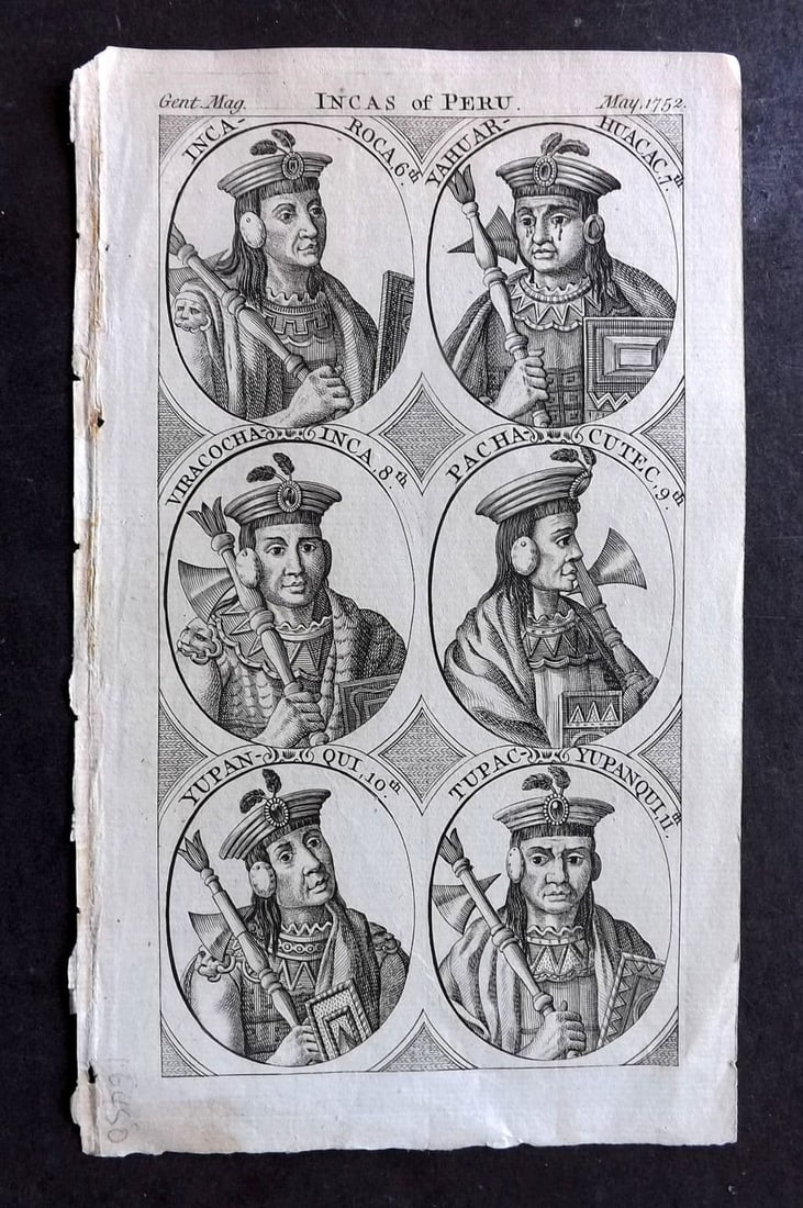 Gentleman's Magazine 1752 Antique Print. Incas of Peru: Antique Copper Plate Published London 1731-1833, London for "The Gentleman's Magazine..." by Various Contributors. Paper Size: 8.5 x 5 inch (22 x 14cm) Good Condition