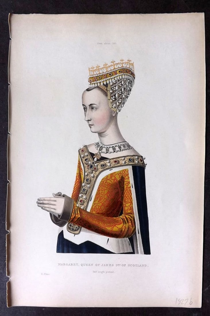 Shaw, Henry 1843 HC Print. Margaret, Queen of James 3rd of Scotland C1483 (1 of 1)