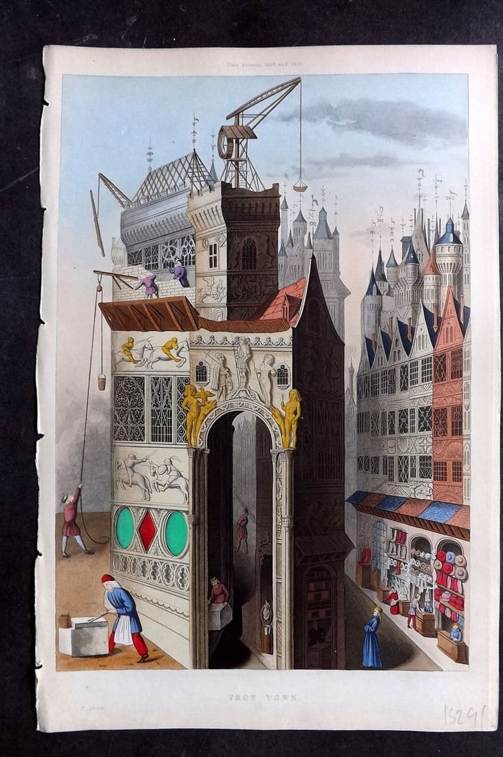 Shaw, Henry 1843 HCol Print. Troy Town between 1498 and 1515 (1 of 1)