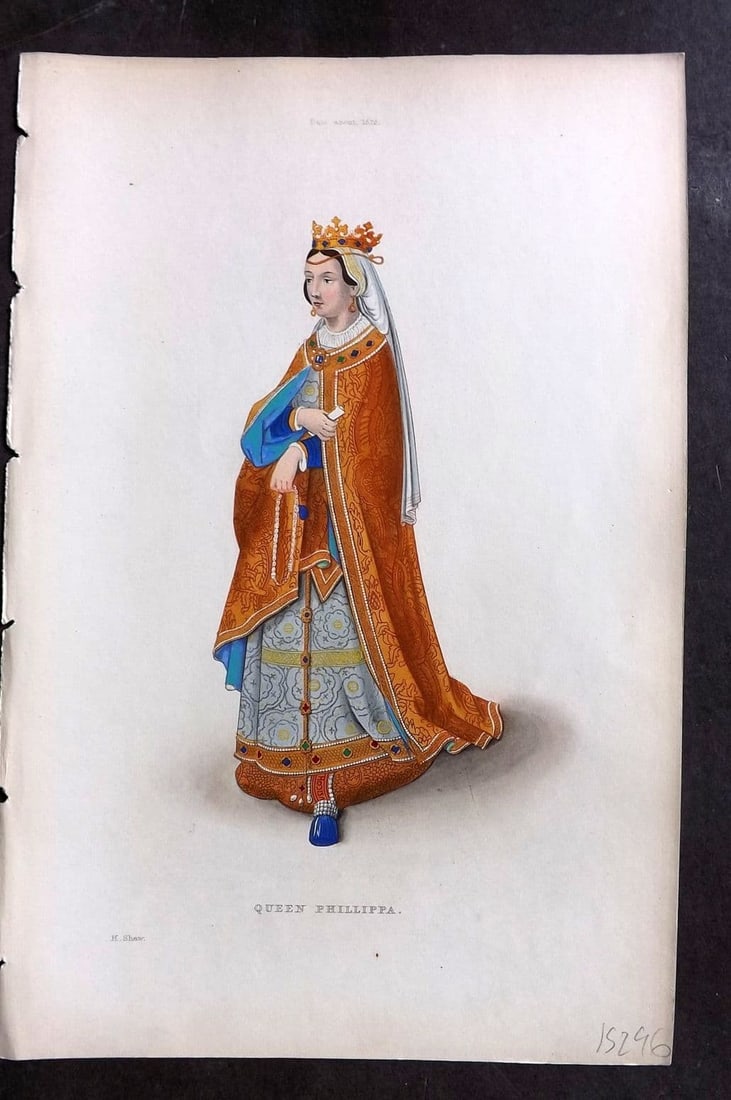 Shaw, Henry 1843 HCol Print. Queen Phillippa. C1525 (1 of 1)