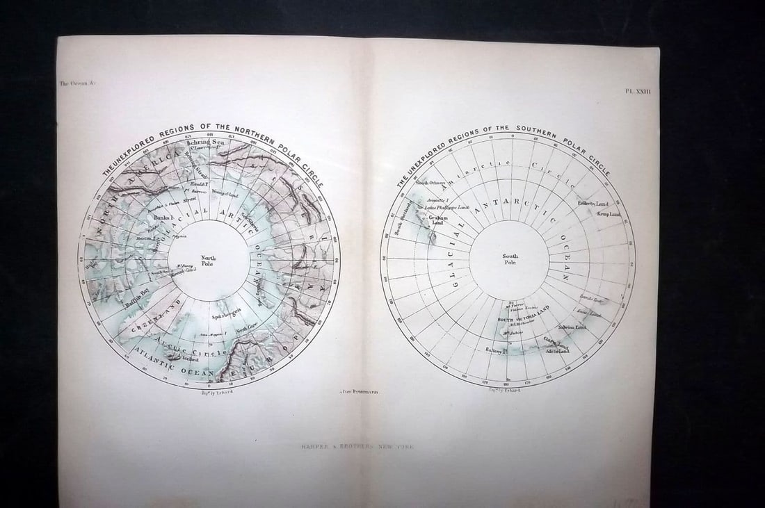 Reclus, Elisee 1873 Antique Map. Unexplored Regions of the Polar Circles (1 of 1)