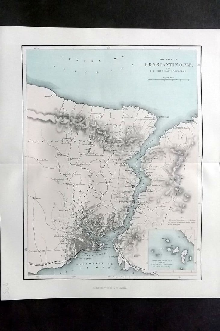 Reclus C1880 Antique Map. City of Constantinople, Turkey: Antique Lithograph Map Published 1876-94, London for "The Universal Geography" by Elisee Reclus. Edited by A. H. Keane. Centre fold as issued. Paper Size: 13.5 x 10.5 inch (34 x 27cm) Good Condition